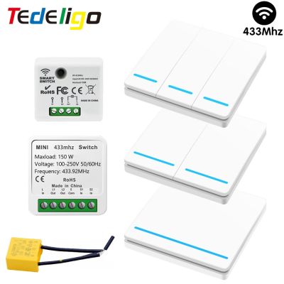☃☜∋ 2 Way Light Switch Without NeutralMini 1/2 CH Relay Wireless Controller Module RF Remote Control Wall Switch 110v 220v ON/OFF