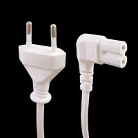 2-Prong port AC Power Cord For Notebook Laptop Adapter EU Europea To IEC 320 C7 Left Angle Extension Cable White 1.8m