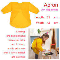 เสื้อกันเปื้อนเด็ก,แขนยาว สีเหลือง ยาว 61 x กว้าง 42 cm