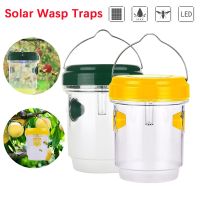 ▦¤▬ 2Pcs Solar Powered Wasp Trap Hanging Fruit Fly Trap withDouble Entry Control UV LED Light Beekeeping Wasp Killer for Garden Park