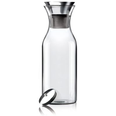 35 Oz Glass Carafe with Stainless Steel Silicone Flip-Top Flow Lid - Glass Water Pitcher Fridge Ice Tea Maker