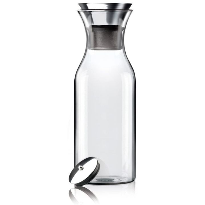 35 Oz Glass Carafe with Stainless Steel Silicone Flip-Top Flow Lid
