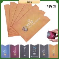 SHILU 5PCS แฟชั่น ป้องกันการโจรกรรม บัตรเครดิต ธนาคาร ตัวบล็อก RFID ผู้ถือบัตร ปลอกแขน ปกป้องกรณีปก