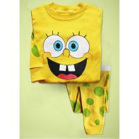 พร้อมหุ้น 2 ชิ้นชุดเด็กเด็กแขนยาว SpongeBob ชุดนอนชุดนอน Homewear 2-7Yrs