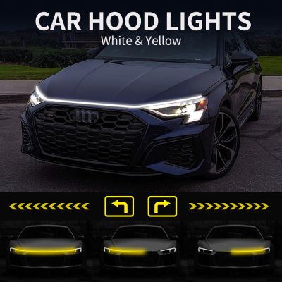 OKEEN LED Car Hood Decorative Light Strip With Start Scan Ambient Lights Car Daytime Running Light DRL With Turn Signal Lamp 12V Bulbs  LEDs HIDs