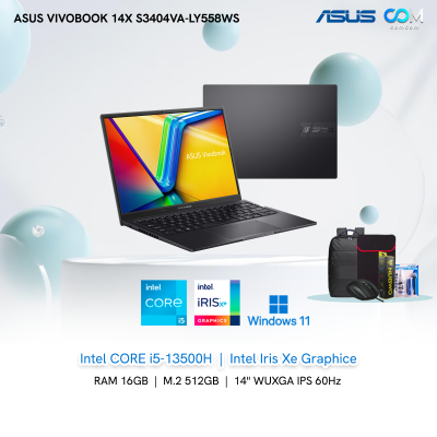 NOTEBOOK (โน้ตบุ๊ค) ASUS VIVOBOOK 14X S3404VA-LY558WS (INDIE BLACK) BY COMCOM