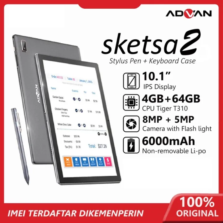 Advan Tablet Sketsa 2 4GB/64GB 10" Tiger T310 Android 11 Garansi Resmi