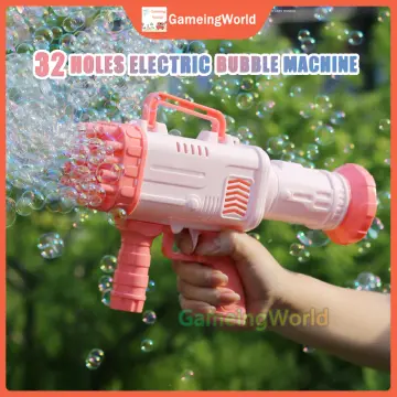 32-Hole Electric Bubble Gun Automatic Gatling Bazooka Bubble Maker Machine  Children Gift Summer Outdoor Soap Bubbles Blower Toy