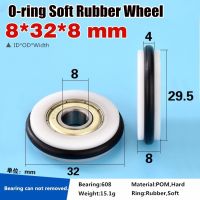 【CW】 5pcs Fishing tackle repair mute wheel pulley sheave rubber black plastic POM 608 bearing roller 8x32x8mm