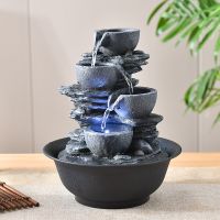 Tabletop Water Garden Zen Fountain With LED Light, Fountain Fengshui Indoor Decoration – Zen Meditation Tabletop Decorative