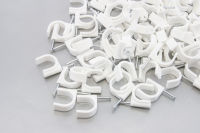 100 Round 1" 25 mm Wire Cable Clips Cable Cord Tie Holder Coaxial Nail In Tacks