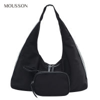 กระเป๋ากระเป๋าโททกระเป๋าสะพายสีดำสำหรับผู้หญิง MOUSSON
