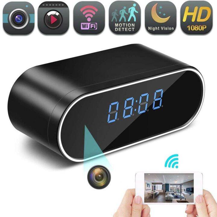 Wireless WIFI Clock Camera Hidden Mini DVR Camcorder Table Clock 1080P