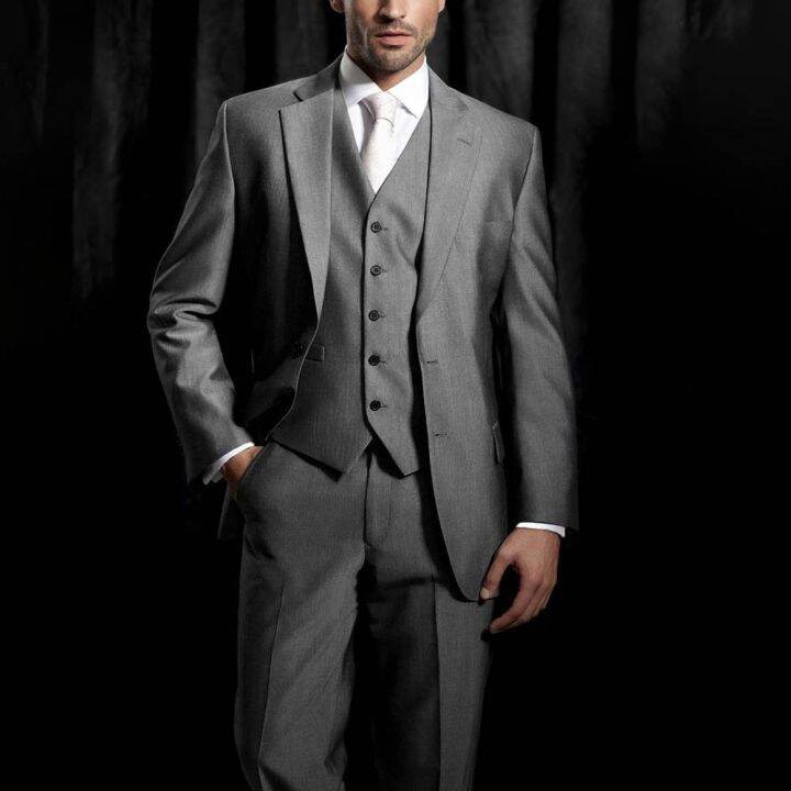 Highend Men Suits Solid Fashion Notch Breasted 3 Piece Prom Formal