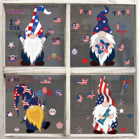 (HOT) Independence Day Dwarf Window Sticker วันหยุดข้ามพรมแดน American Holiday Party Decoration Static Window Sticker