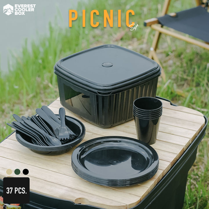กล่องข้าวปิคนิค-ชุดปิคนิค-จานชามแคมป์ปิ้ง-new-product-picnic-set-camping-collection-set-37-pcs