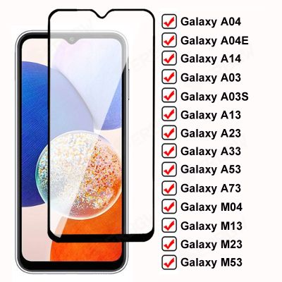 Samsung Galaxy กระจกนิรภัยสำหรับ100D A14 A04S M04 A04,A04E A03 A13 A23 A33 A53 A73ปกป้องหน้าจอ M13 M53 M33