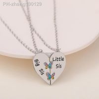 2 Piece Sister Necklace Big Sis Little Sis Heart Stitching Pendant For Women Butterfly Friendship Necklace Jewelry Banquet Gift