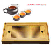 Durable Serving Bamboo Easy Clean Accessories Tea Tray Office Table Saucer With Drain Rack Small Home Water Storage Rectangular