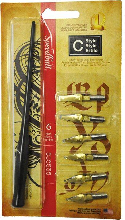 Speedball 6-Nib Calligraphy Lettering Set (C-Style, B-Style, C-Style ...