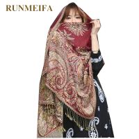 RUNMEIFA 2019 Elegant Women Cashmere Pashmina Scarf Fashion Print Floral Shawl Wrap foulard female Hijab Stole Scarves Plus Size