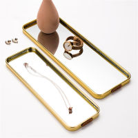 Nordic Golden Stroke Glass Jewelry Display Plate Geometric Mirror Tray Makeup Storage Trays Bathroom Organizer Home Decoration