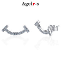 AGEIR-S จริง Moissanite ต่างหูคลาสสิกยิ้มรุ่นจี้เพชรจุดโฟกัส S Tud E Arrings สำหรับหู925เครื่องประดับหรูหราผู้หญิง