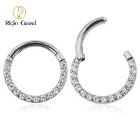 Right Grand ASTM F136 Titanium 16G Zirconia Gem Stone Daith Ear Nose Clicker Ring Body Piercing Jewelry