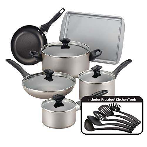 [PREORDER] Farberware Dishwasher Safe Nonstick Cookware Pots and Pans Set, 15 Piece, Teal (ETA
