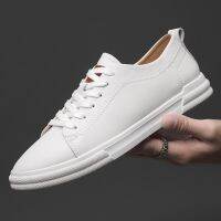 White Fashion Mens Leather Sneakers Breathable Casual Loafer Shoes Mens Vulcanized Shoes Skate Shoes Men Tenis Masculino Comfy