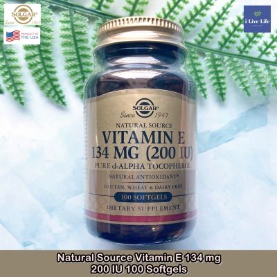 วิตามินอี Natural Source Vitamin E 134 mg (200 IU) 100 Softgels - Solgar
