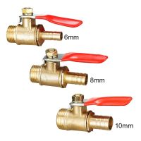 Brass 6/8/10/12mm Red Lever Handle Ball Valve Hose Barb 1/4 3/8 1/2 BSP Male Thread Connector Pipe Fitting Coupler Adapter