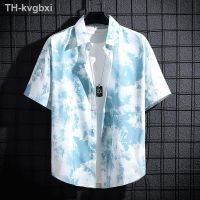 ♨ New mens short-sleeved printed men and women casual beach clothes personality thin tops