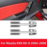 For Mazda RX8 RX-8 SE3P JM1FE 2004-2008 Door Window Lift Switch Panel Frame Carbon Fiber Modified Trim Sticker Auto Accessories