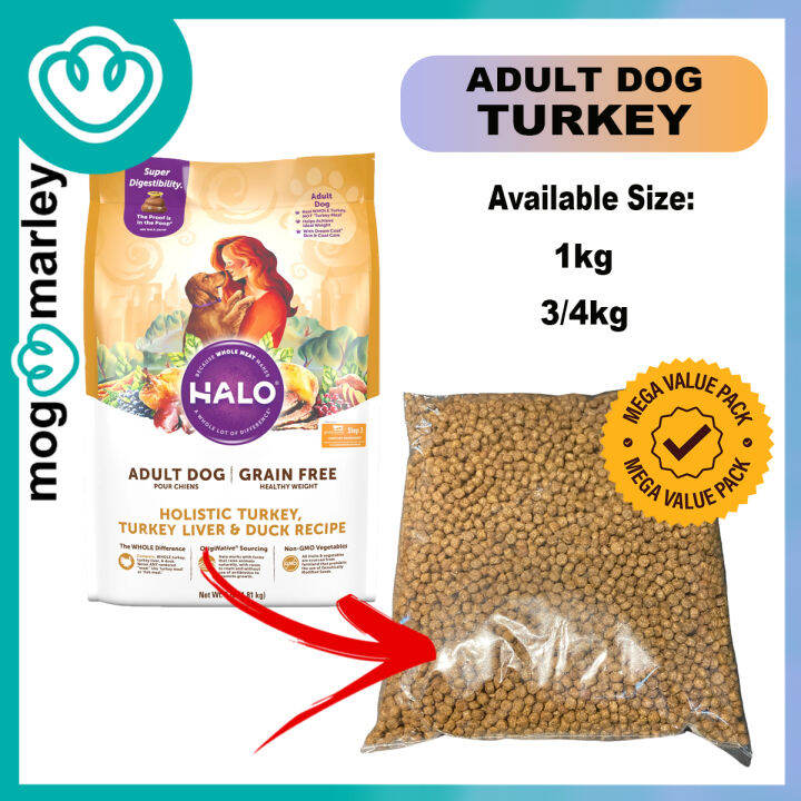 Halo Adult Dog Holistic Turkey, Turkey Liver & Duck Value Pack size