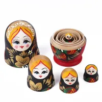 5/10 Layers Stylish Russian Dolls Cartoon Girl Painted Wooden Dolls Babushka Russian Artwork Children Handicraft Gifts