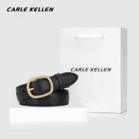 CARLE KELLEN เข็มขัดแฟชั่นกางเกนยีนส์อเนกประสงค์หนังแท้สำหรับผู้หญิง Mskc หัวเข็มขัดเข็มหนังวัวแท้แบบเรียบง่าย