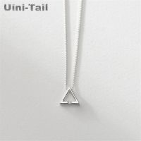 【Popular】 Uini-Tail สร้อยคอสามเหลี่ยมเงินแท้925สำหรับผู้หญิงเครื่องประดับจี้ทรงสามเหลี่ยมสดใสขนาดเล็กสไตล์เกาหลี GN619