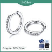 ChicSilver 925 Sterling Silver Hoop Earrings for Women Cubic Zirconia