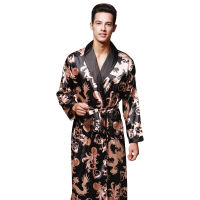 silk Long sleeve Men pajamas Long nightgown Bathrobe Mens Homewear NW84