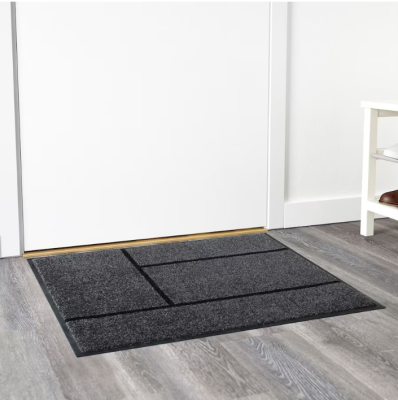 Door mat, indoor, grey/black size 69x90 cm.