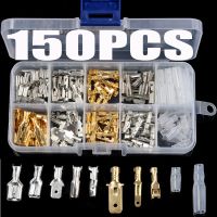 150pcs Male and Female Car Spade Connector Splice Crimp Wire Terminals Assortment with Insulating Sleeve for Motorcycle Bike