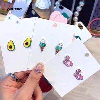 SunflowerCute Flamingo Avocado Ice Cream Stud Earrings Women Party Club Jewelry Gift