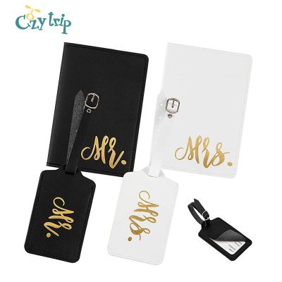 Honeymoon Passport Cover Set Mr and Mrs Slim Waterproof Passport Case Holder with Travel Luggage Tags for Couples Wedding