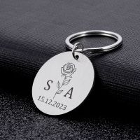 Valentines Day Keychain Personalized Custom Letters Date Key Chains For Couple Boyfriend Girlfriend Romantic Anniversary Gifts Key Chains