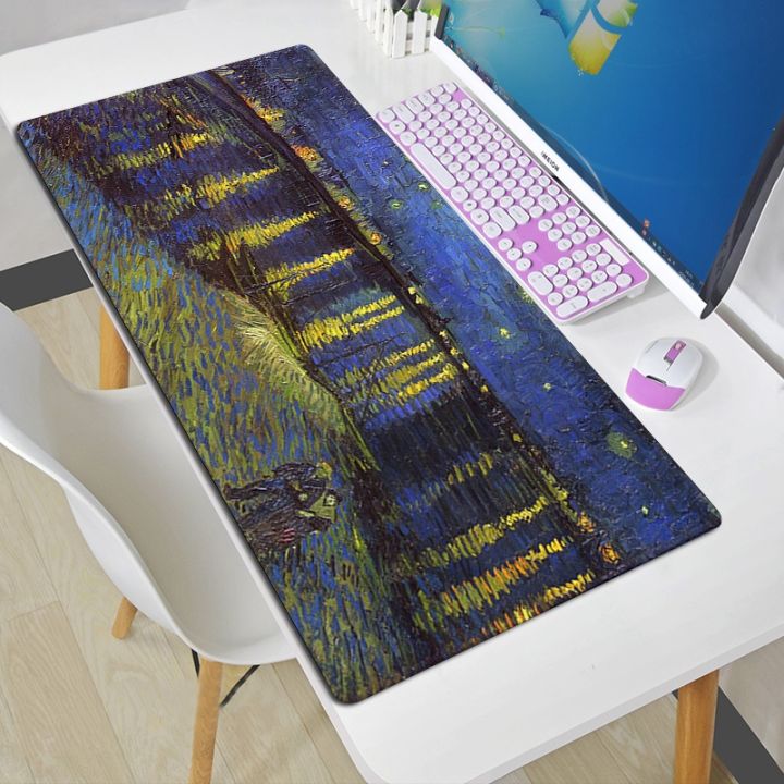 ตู้เกม-van-gogh-แผ่นรองเมาส์น่ารัก-office-accessories-พรมเสื่อ-kawaii-office-mat-xxl-โต๊ะคอมพิวเตอร์ขนาดใหญ่ตู้เก็บของคอมพิวเตอร์ผู้เล่น