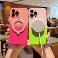 Dual Color Gradient Magnetic Suction Bracket Phone Case For iPhone 14Pro Max 13 12 11Pro 14Plus Anti-drop Protective Sleeve