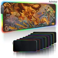 900x400x4mm Sexy Anime Genshin Impact RGB Large Gaming Mouse Pad LED Lighting Mousepad Gamer XXL Computer Keyboard Desk Mat Pad