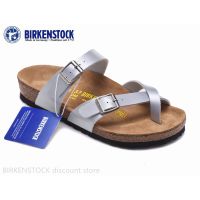 【Original】Birkenstock Mayari Mens/Female Classic Cork Silver Leather Sandals Slippers 34-46