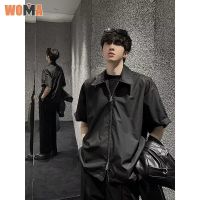 WOMA เสื้อแฟชั่นของผู้ชายเสื้อลำลองแขนสั้นธุรกิจ